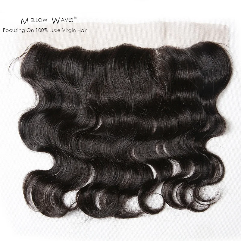 

Mellow Wave 13x4 Medium Brown Lace Frontal Human Hair Indian Original Virgin Body Wave Frontal Natural Color For Women