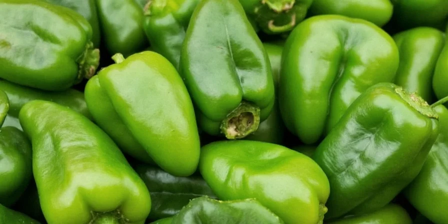 Close-up of fresh Anaheim peppers on a kitchen counter