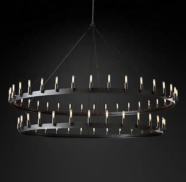 

Modern Candle Chandeliers Classic Indoor Pendant Lights Camino Vintage Filament Tow-Tier Chandelier 71" CZ2809FT/66, Pewter, brass and bronze