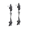 ed00138b Cute Jewelry Women Noble Party Jewelry Accessory Black Plated Flower Pendant Earrings