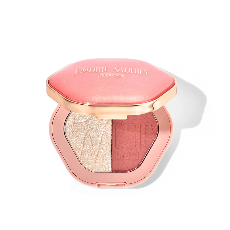 

Beauty Products Highlight 2 Colors Shimmer Powder Waterproof Makeup Blush With Mirror
