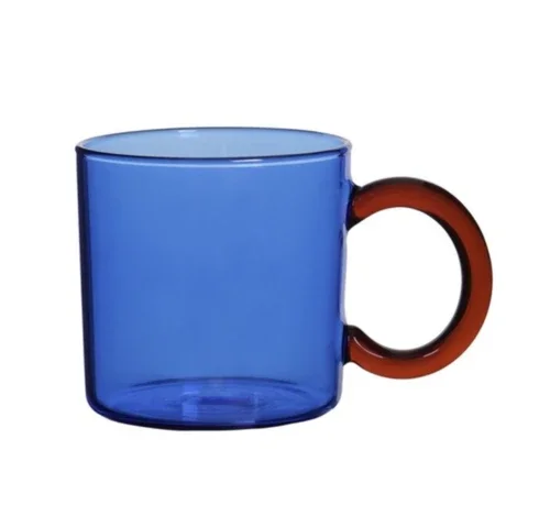 

Custom Made Drinking Pyrex Colored Borosilicate Glass Coffee Mugs, Pink/blue/amber/green