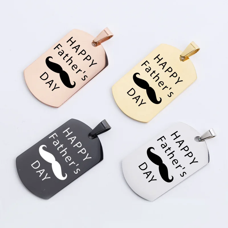 

DIY Jewelry Making Accessories Finding Stainless Steel Lasered HAPPY FATHER'S DAY Pendant Charm For Necklace Bracelet, Gold,silver,rose gold