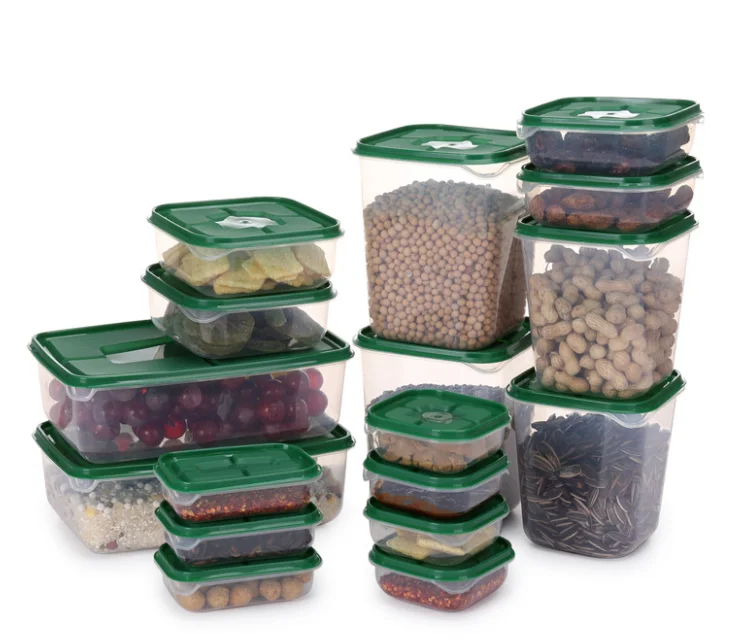 

Amazon Hot Sale Supermarket 17 Pieces Set Food Crisper Container Bpa Free Stackable Microwave Dishwasher Freezer Safe