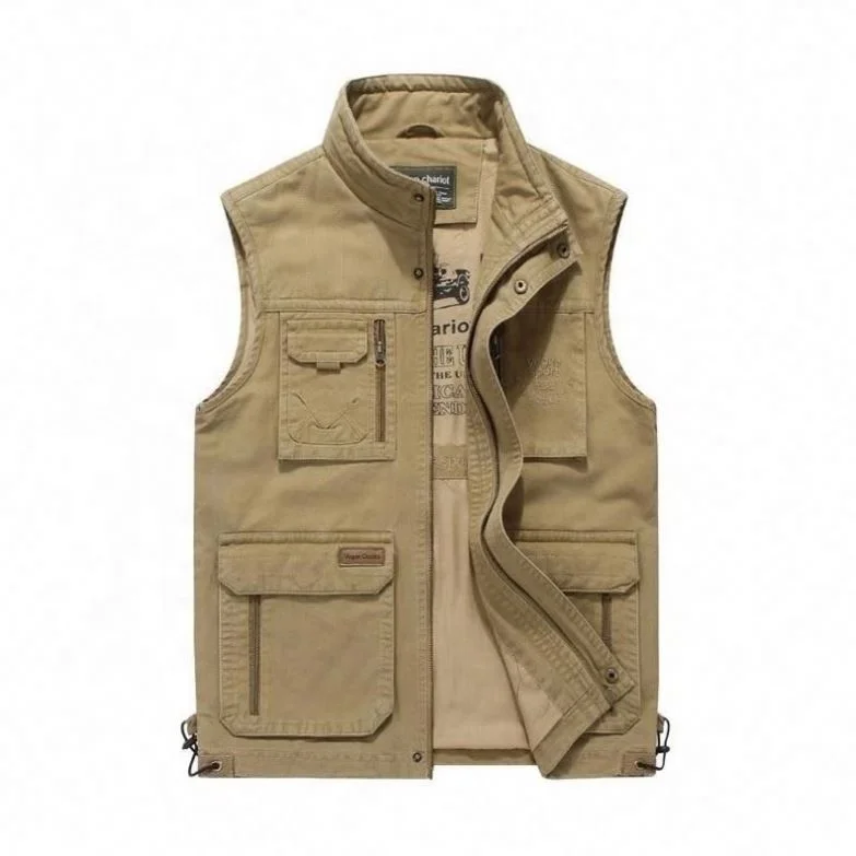 

New fashion men spring autumn cotton multi-pocket multifunction vest sleeveless jacket urban wear vest, Custom color
