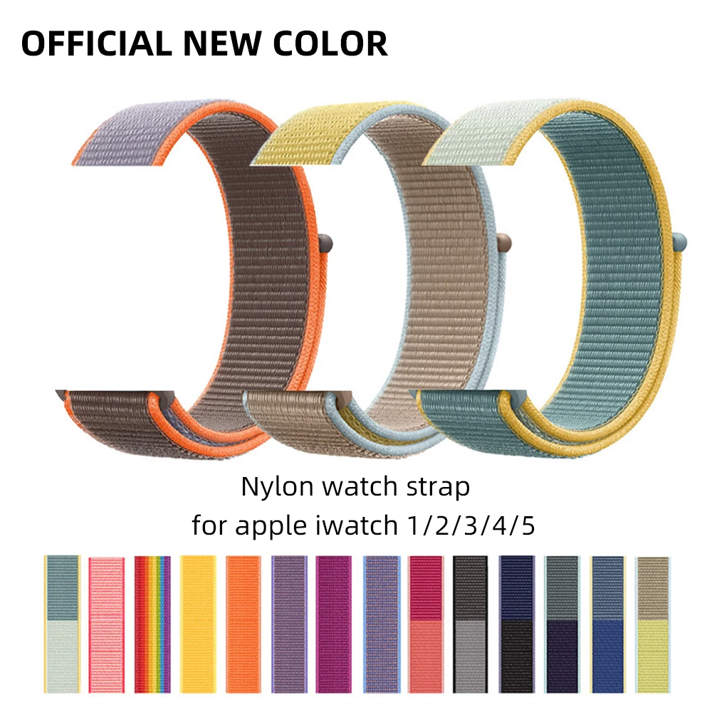 

In stock Nylon Wristbands For Apple Watch Band 38/40mm 42/44mm Woven Sport Loop Replacement Strap For iWatch Serie 5 4 3 2