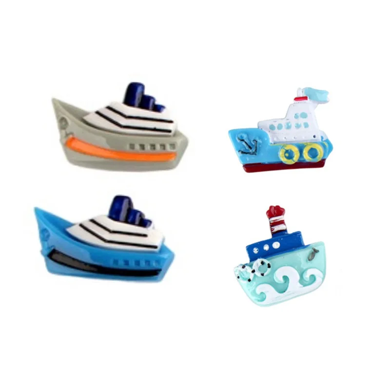 

hot sale hand paint craft blue ship design flatback resin cabochons kids play resin sea slime for diy