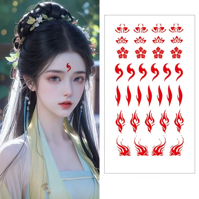 

Chinese Style Face Forehead Printed Hanfu Flower Body Temporary Waterproof Face Paint Stickers Bindi Tattoo Design