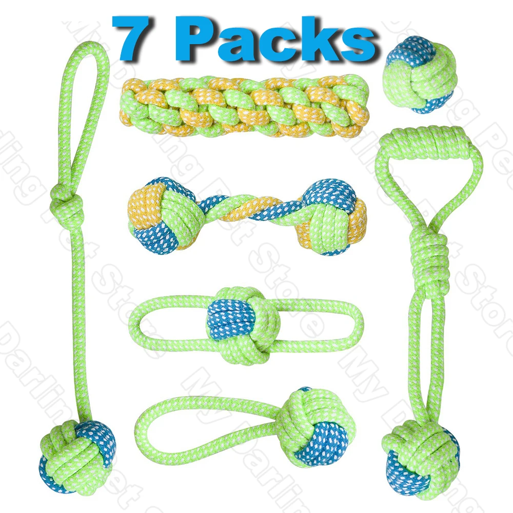 

7 Pack Pet Large Small Ball Toothbrush Interactive Dog Toys Christmas Products for Dogs Chew Toy Accessories, Green,pink,blue,red,mix