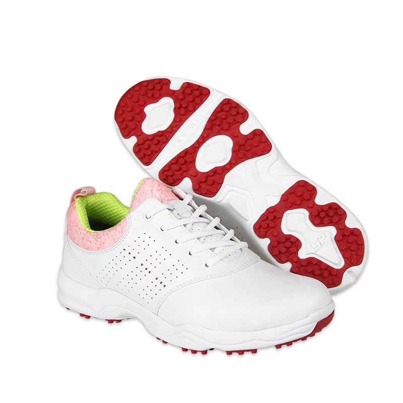 

Southport Women Golf Shoes Softspikes Waterproof Non-Slip Golf Shoes, White pink