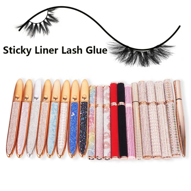 

Custom private label 2 in 1 black clear waterproof eyelash adhesive magnetic lashglue glue pen eyeliner