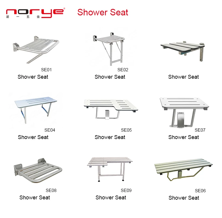 Factory Phenolic Seat Stainless steel Adjustable Wall Mounted Shower Seat for bathroom
