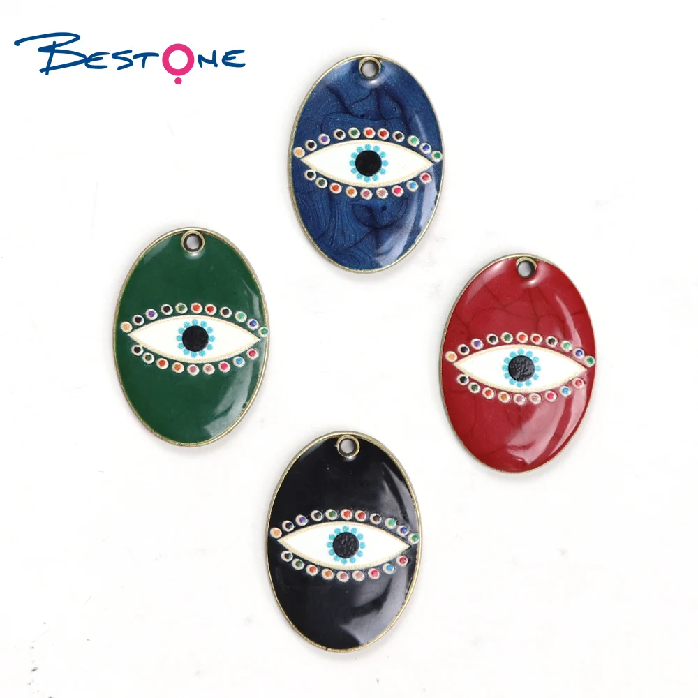 

Fashion Jewelry Bestone Zinc Alloy Oval Enmeal Evil Eye charms