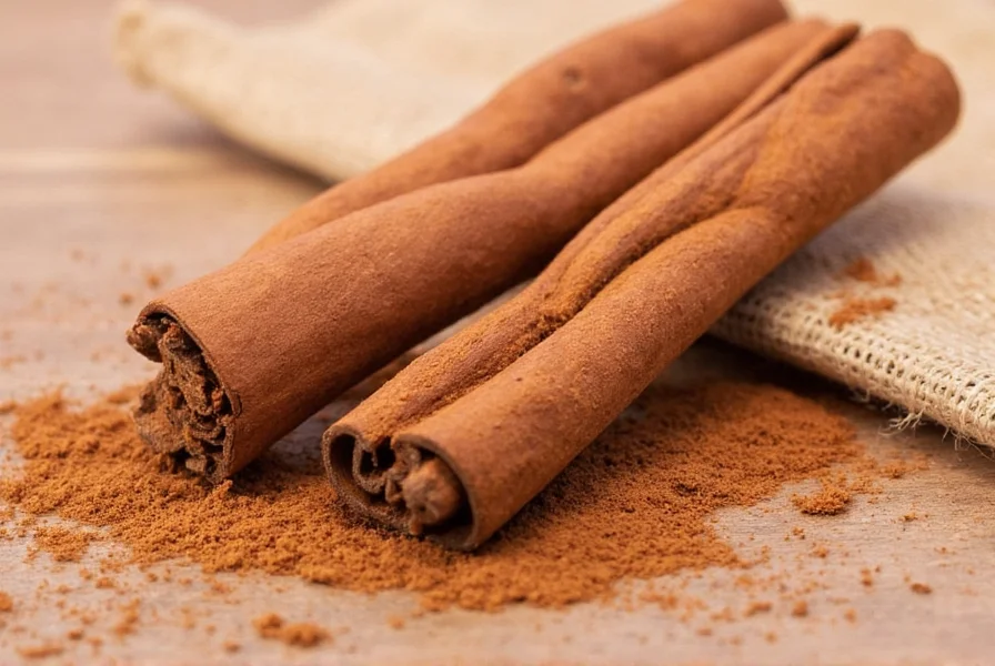 Comparison of different cinnamon varieties showing color differences that may indicate lead chromate adulteration