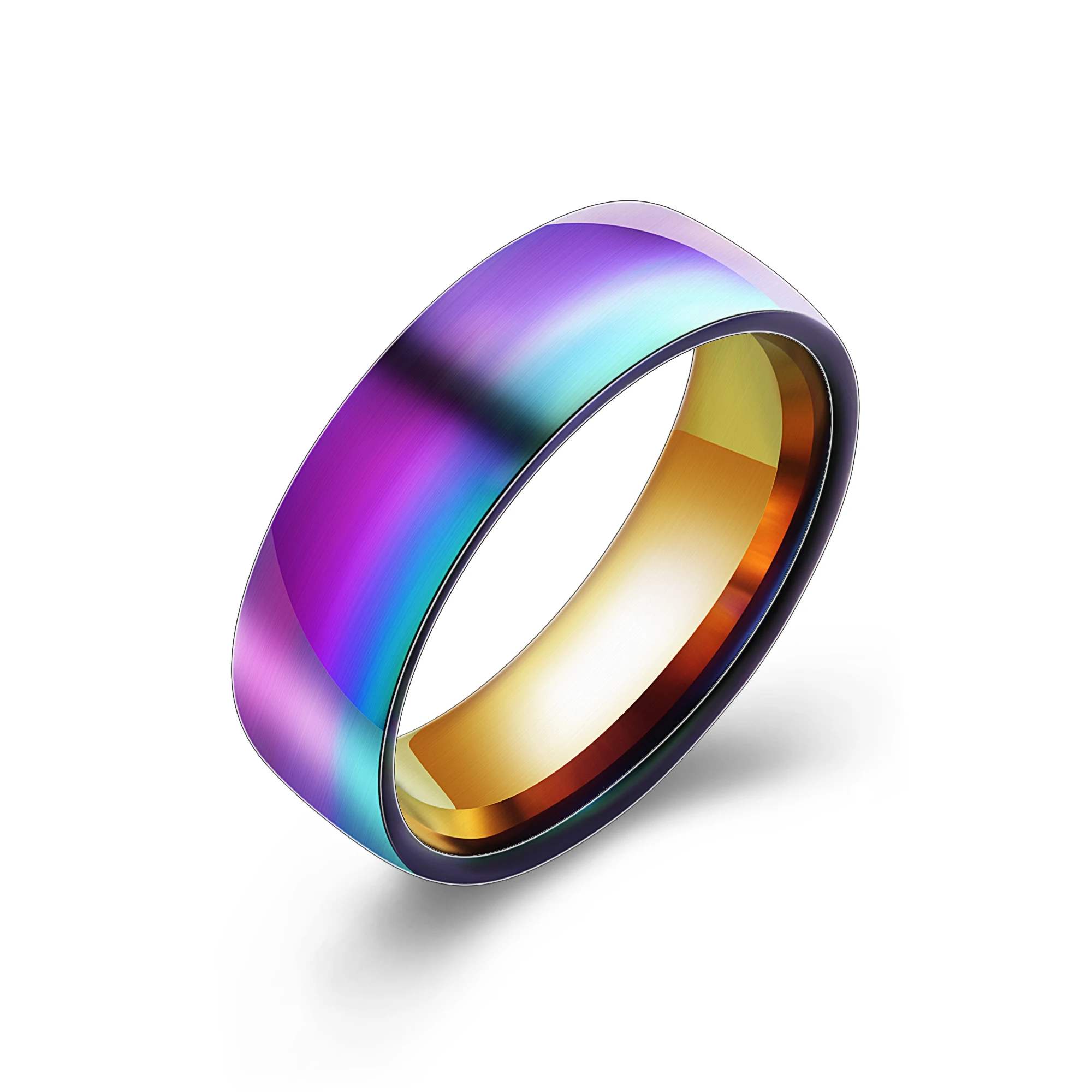 

Men Women Rainbow Colorful Rings Stainless Steel Wedding Band Ring Width 6mm Size 6-12 Gift