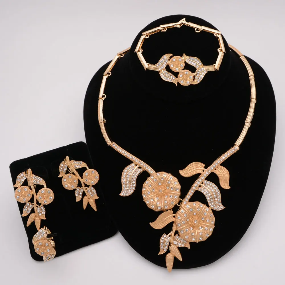 

gold design wedding party hot sale african lady bridal golden fashion jewelry set