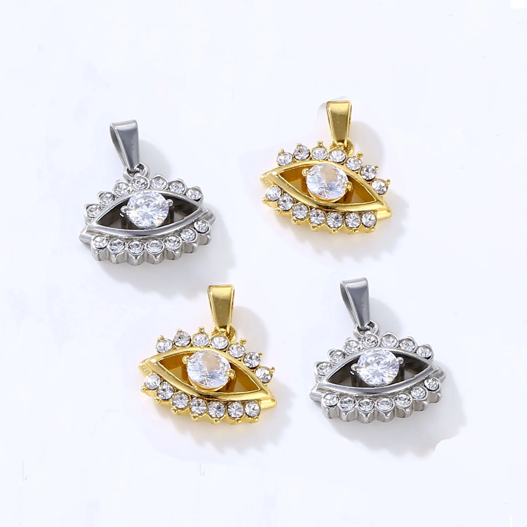 

Dainty evils eye charm 18k gold plated stainless steel cz zircon eyes pendant women men necklace jewelry