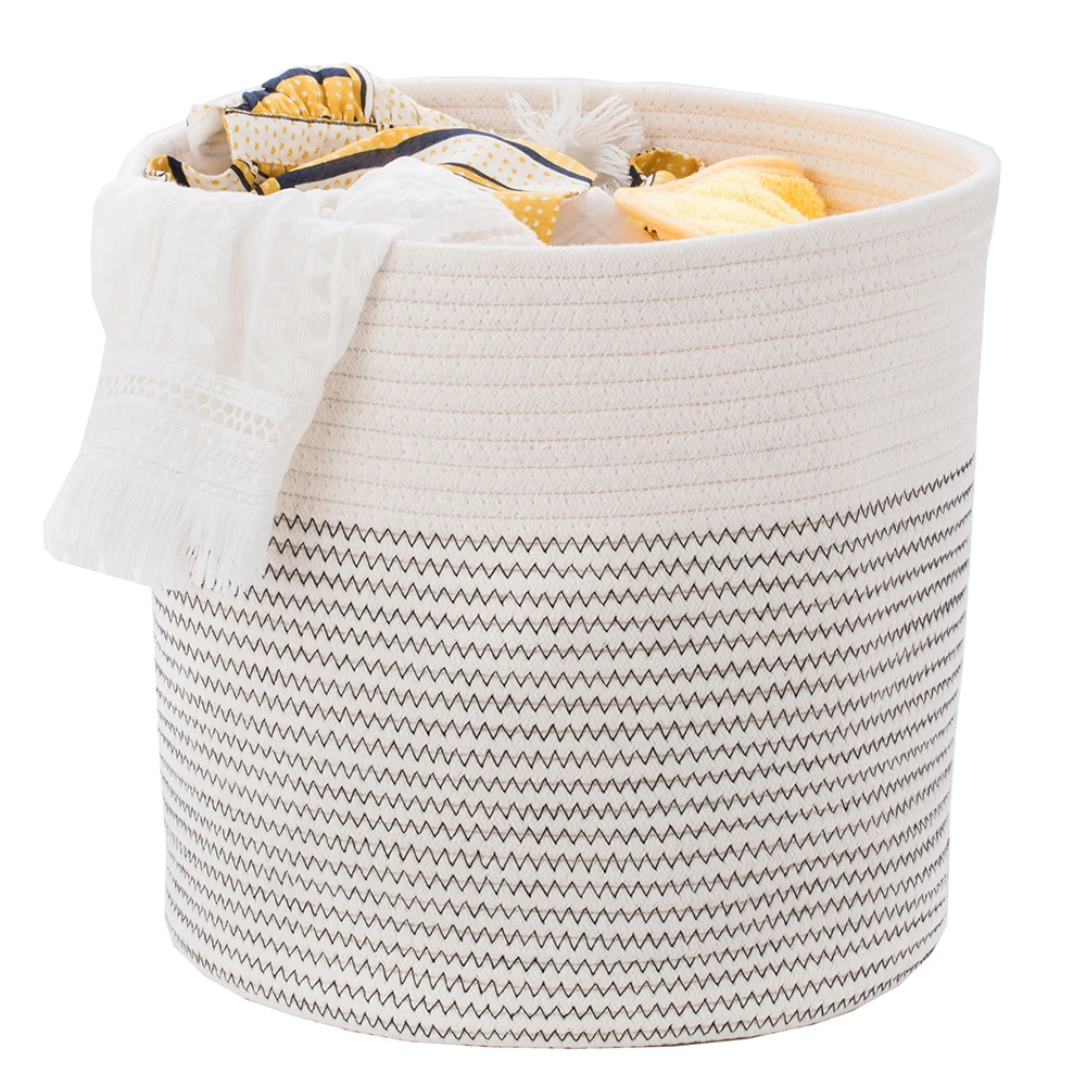 Large Cotton Rope Blanket Basket Laundry Bath Toy Storage Bag Bathtub
