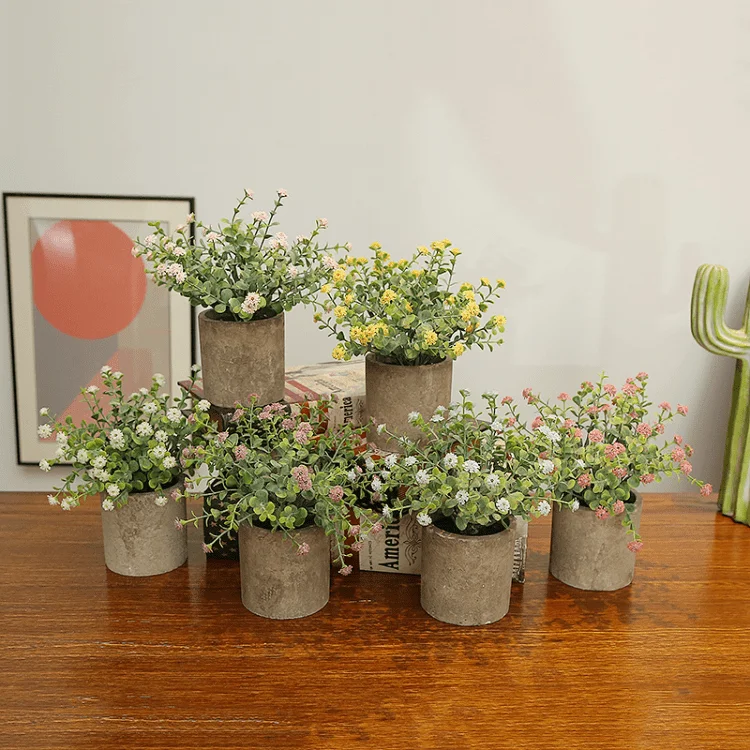 

Newest Style 4 Pcs Mini Artificial Potted Plants Small Artificial Succulents Plants For Office Desk Decoration