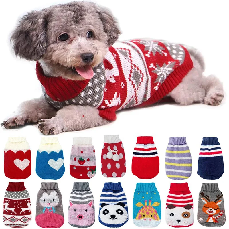 

Factory direct supply autumn and winter cat and dog clothes wool knit sweater, Red blue