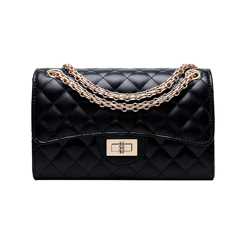 

2021 New Arrivals Fashion Solid Color PU Leather Handbags Amazon Fashion Ladies Elegant Diamond Plaid Chain Handbags