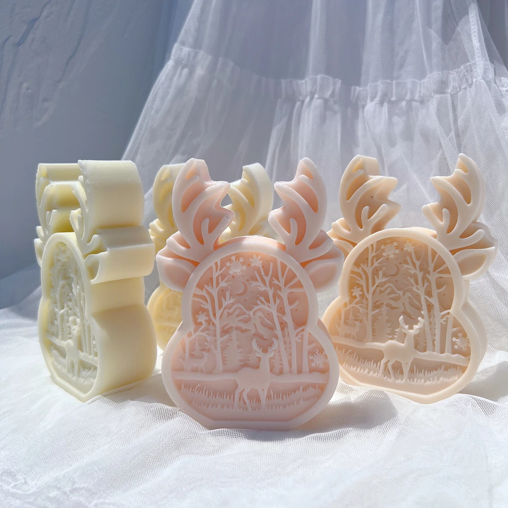Christmas Reindeer Silicone Candle Mold Christmas Shadow Box Silicone Mold Dinner Soy Wax Silicone Mould Christmas Decor