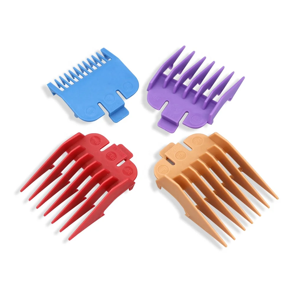 

4pcs Colorful Hair Clipper Accessories Attachment Plastic Universal Hair Clipper Guide Comb Guard In Trimmer, Mixed-color