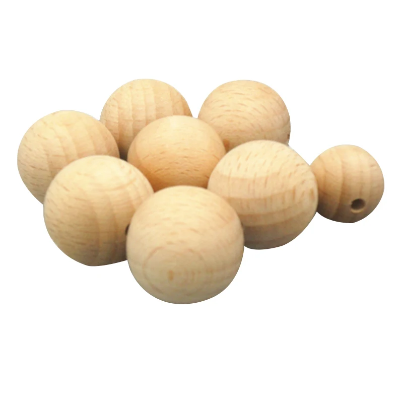 
Wholesale chewable round beads wooden teething ring for baby teething necklace  (62136826178)