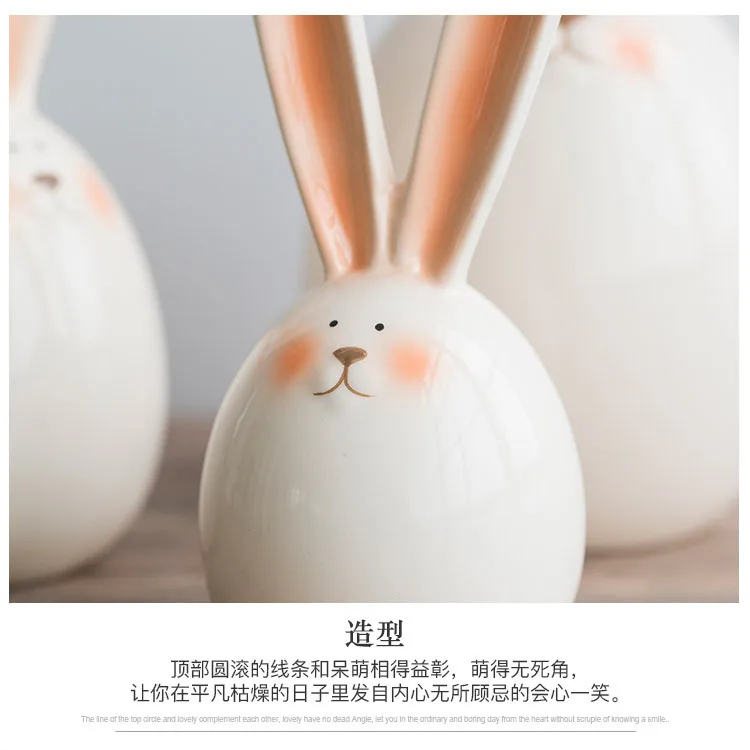 Dropship Custom Home Decoration Accessories Living Room Colored Ceramic Rabbit Figurine