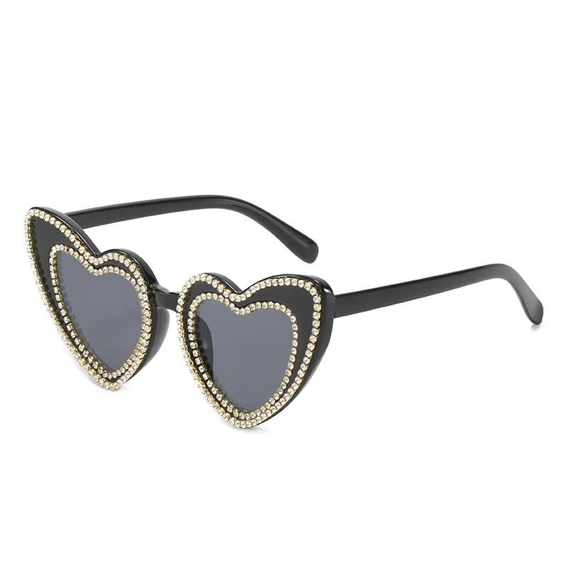 

Women Sunglasses Arrival Wholesale Cheap Bling Rhinestone 2021 New Fashion Sunglasses UV400 Protection CE Custom Logo Black Gray