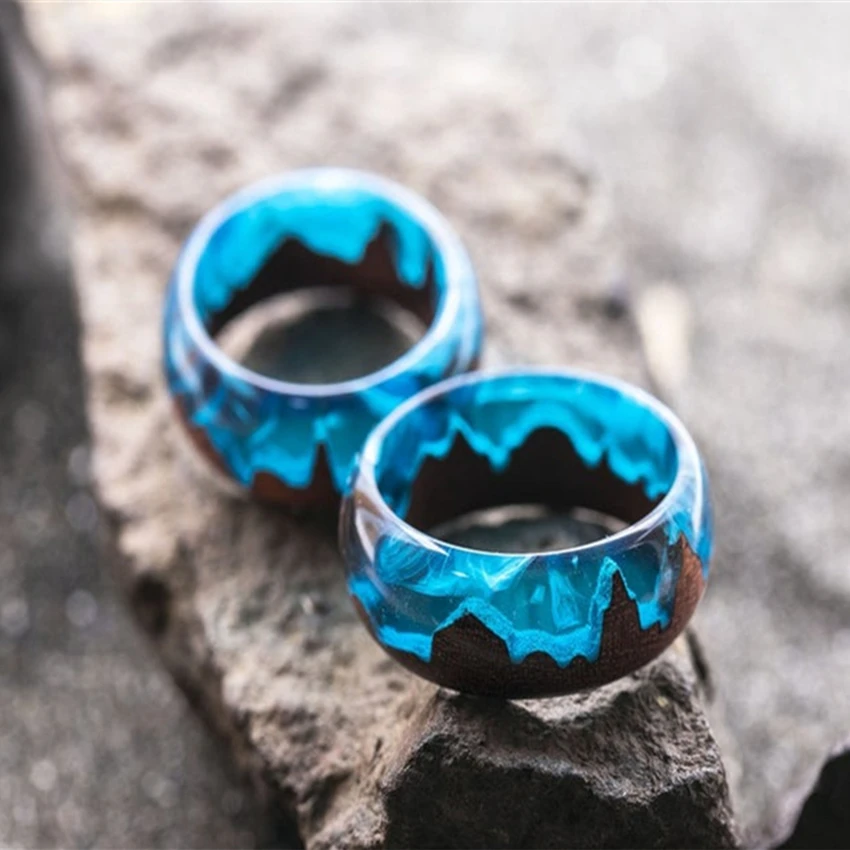 

Factory Direct Sale Handmade Resin Wood Stitching Luminous Ring Secret Wood Ring, Like picture