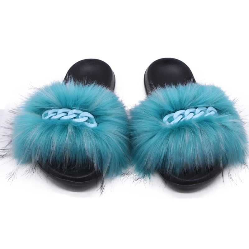 

Fashion Luxury Fur Slippers Soft Warm Shoes fuzzy Indoor Laides Elegant Winter Slipper For Women pillow slides