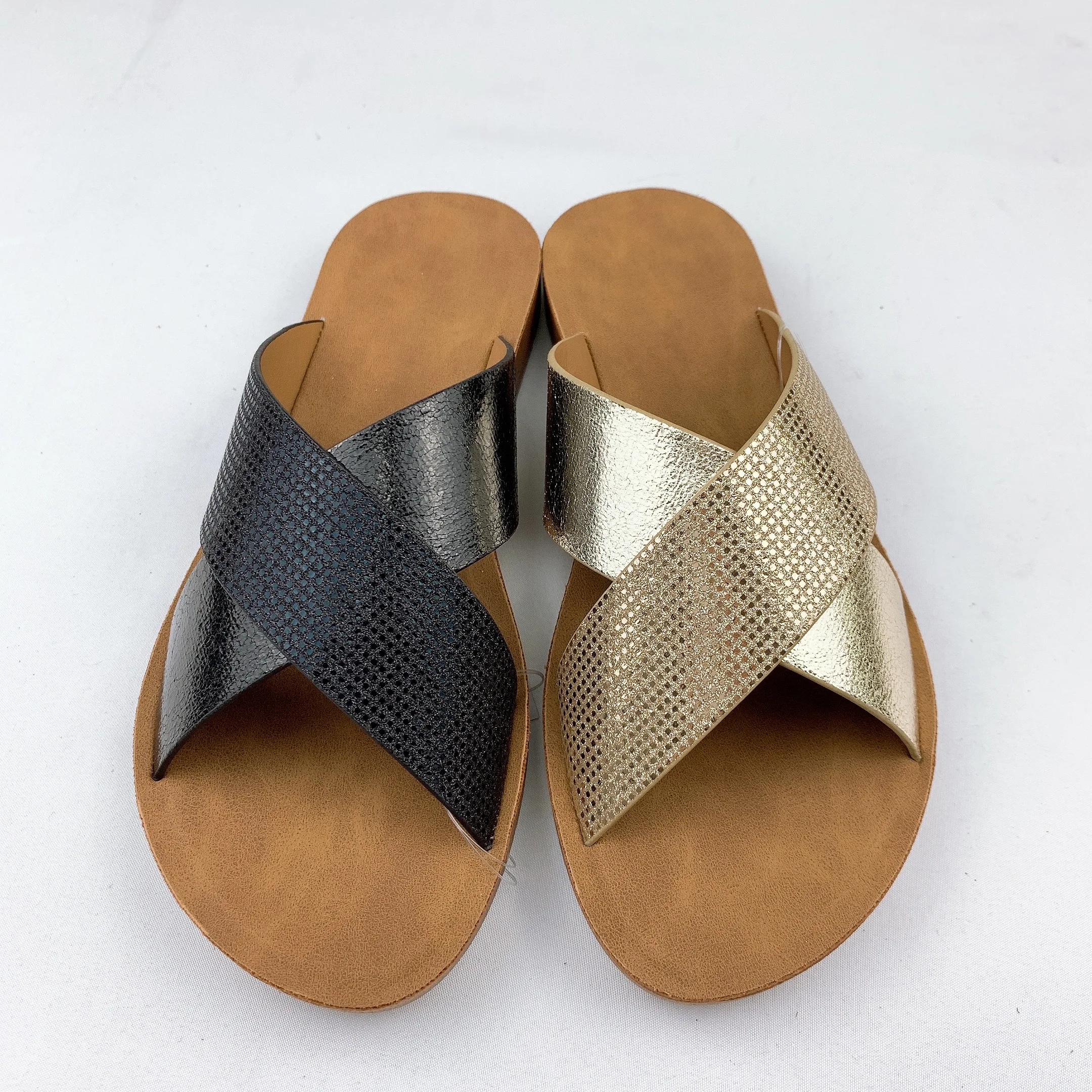 

Outdoor non-slip pvc slippers X-shape cross flat sandals for women and ladies