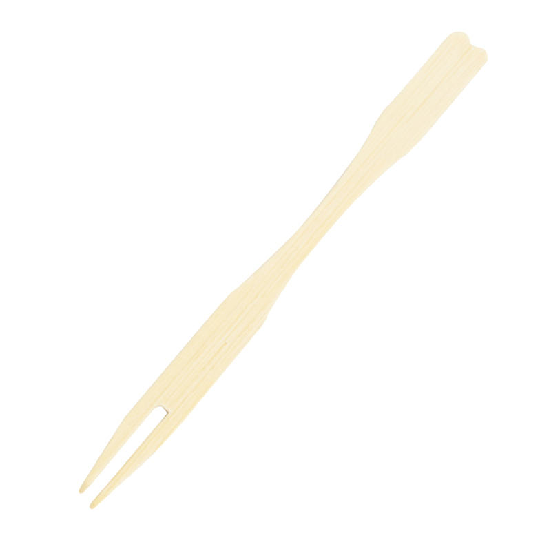 

80Pcs/bag Party cake fruit salad two tooth fdisposable bamboo wooden fruit fork, Yellow, pink