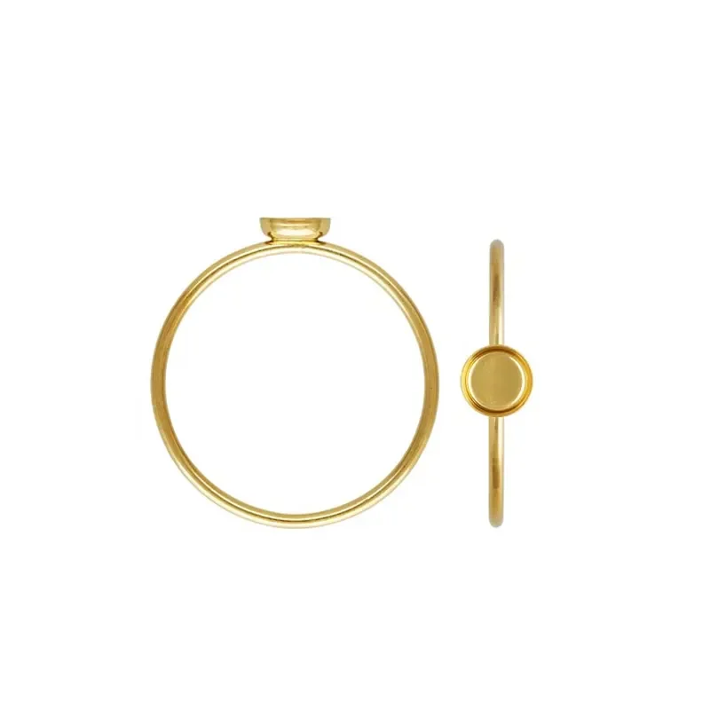 Fashion 14k Gold Filled Jewelry Women 4mm Bezel Cup Stacking Ring