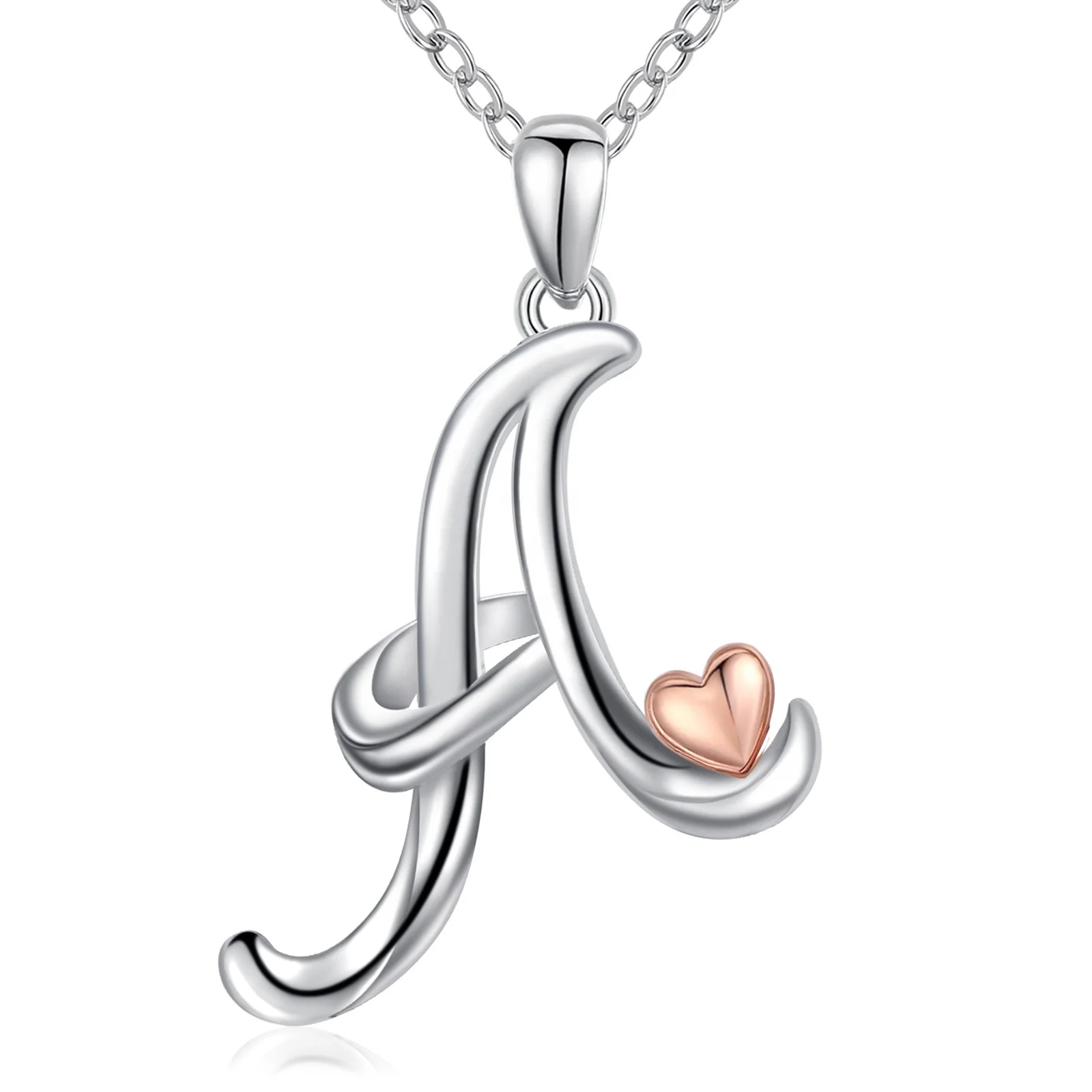 

Merryshine 925 Sterling Silver Initial Letter Pendant Necklace with Little Heart