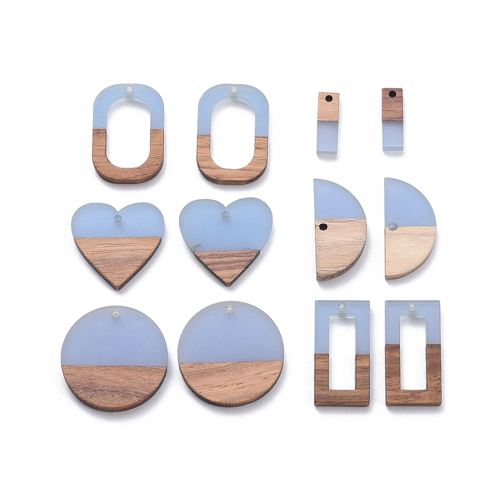 

PandaHall CornflowerBlue Theme Mixed Shape Resin Wood Pendants