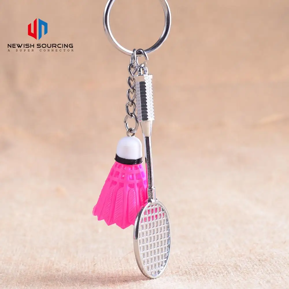 
Creative New Korean Metal Pendant Badminton Key Chain Individually Wrapped Plastic Alloy Key Chain 