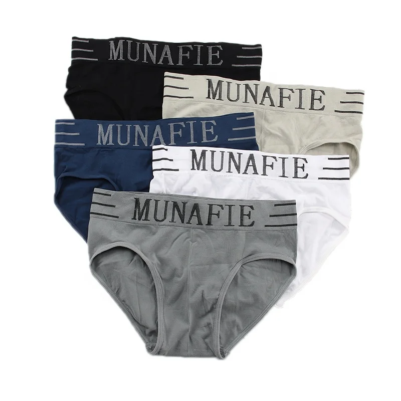 

Hotsell Munafie Men's Seamless Nylon Briefs Good Quality Printed Letter Comfy Underpants Munafie Man Panties, Black, white,dark gray,light gray,dark blue