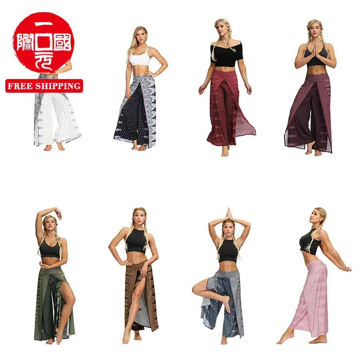 

2021 Summer Digital Printed Casual Loose Split Straight women's trousers