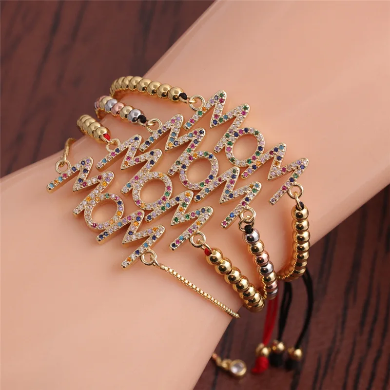 

Fashion Simple Gold Zircon Jewelry Zircon Mother's Day Adjustable Bracelet, Color