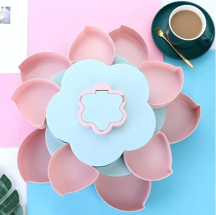 Flower Model Snack Organizer Box Plastic Nut Storage Container Desktop Organizer Candy Box