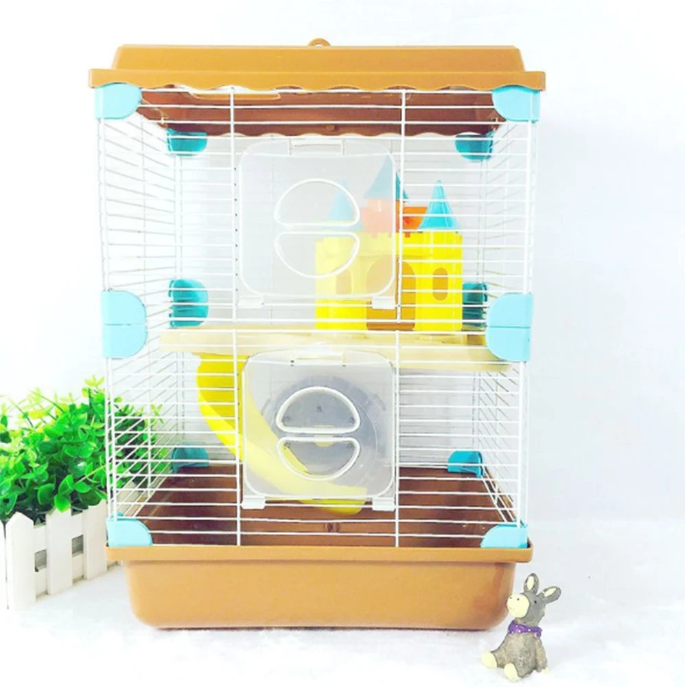 Double-layer colorful ancient castle medium plastic top cover hamster cage