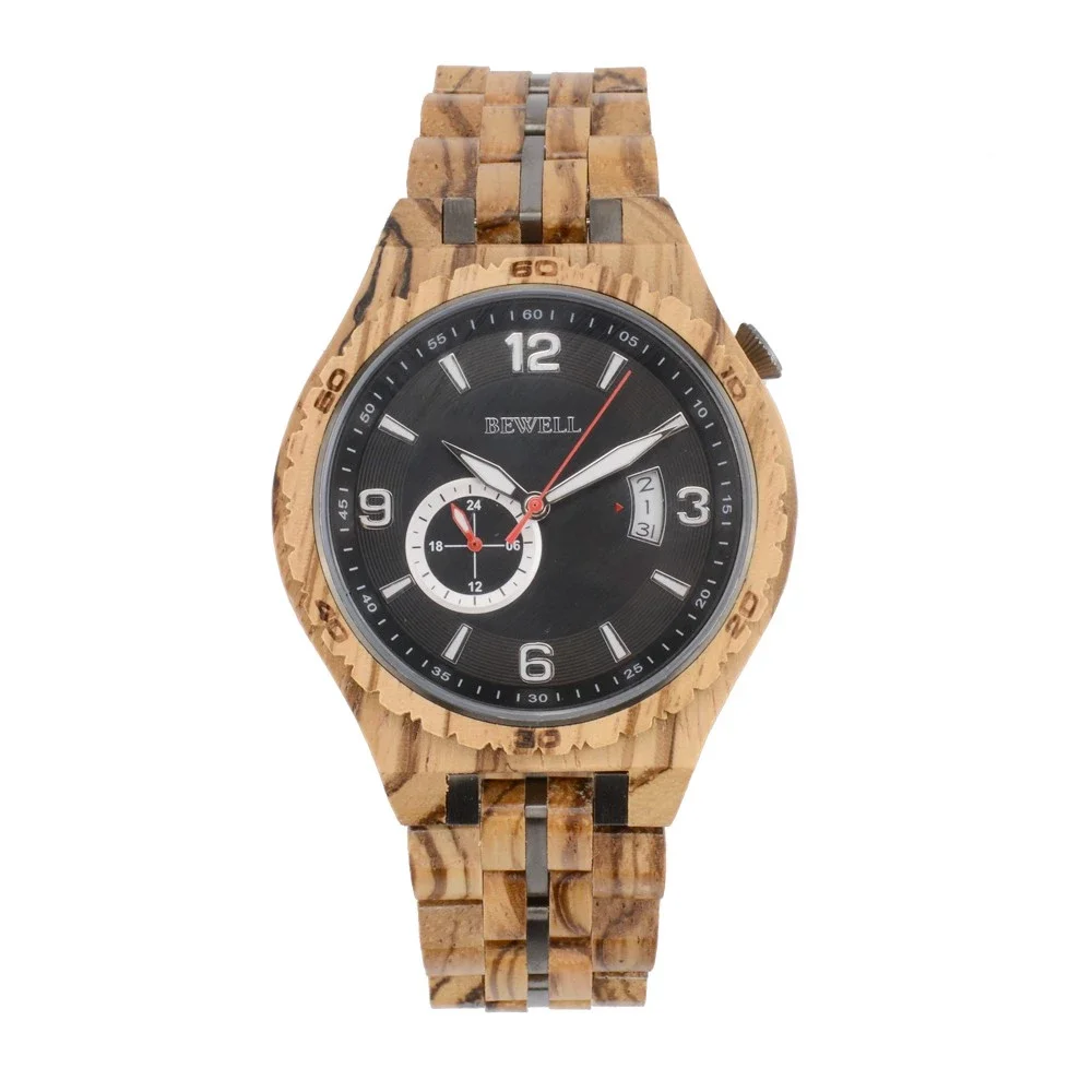 

Zebra Wood Stainless Steel Watch Automatic 3ATM Waterproof Wooden Watch Spring Clasp