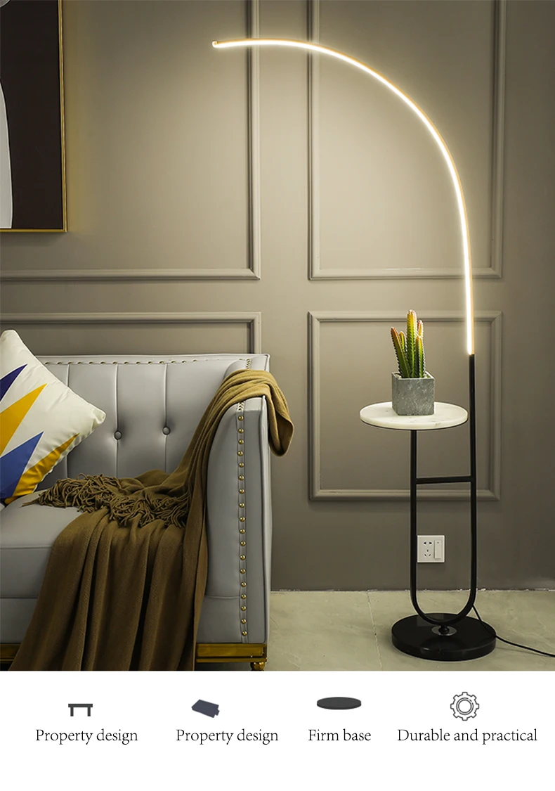 Nordic Modern Arc Standing Gold Arc Floor Lamp With Table Floor Lamp