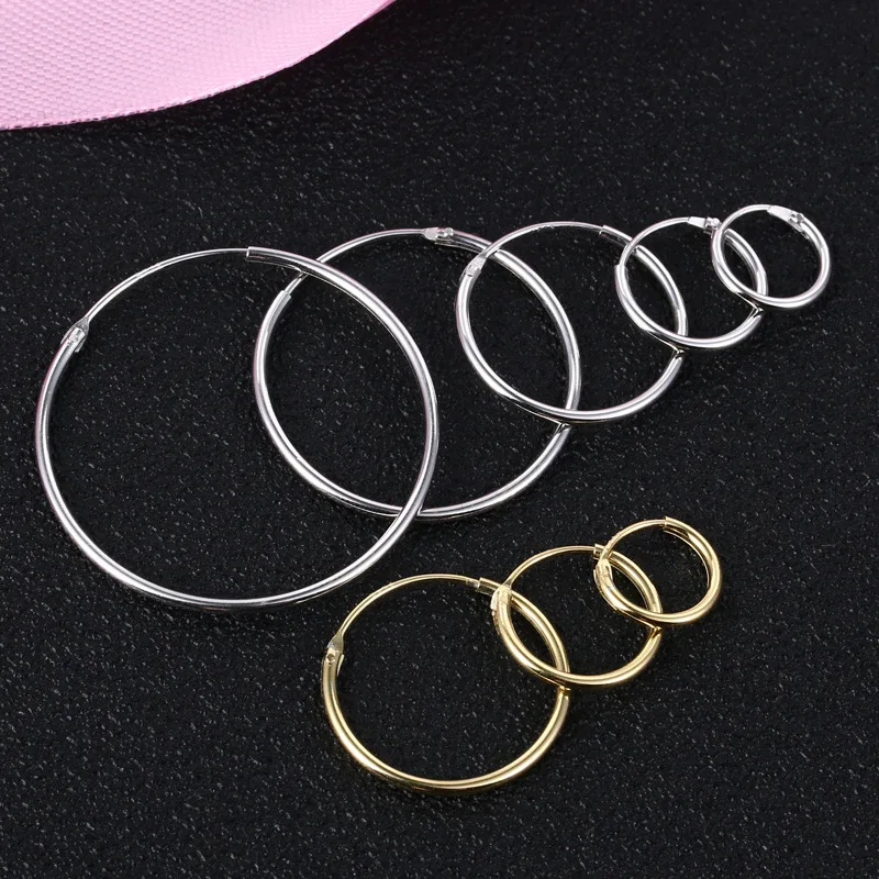 

Fine jewelry 100% 925 Sterling Silver hollow round earrings, male or female