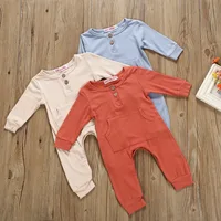 

2019 long sleeve blank ribbed baby boys girls jumpsuits and rompers