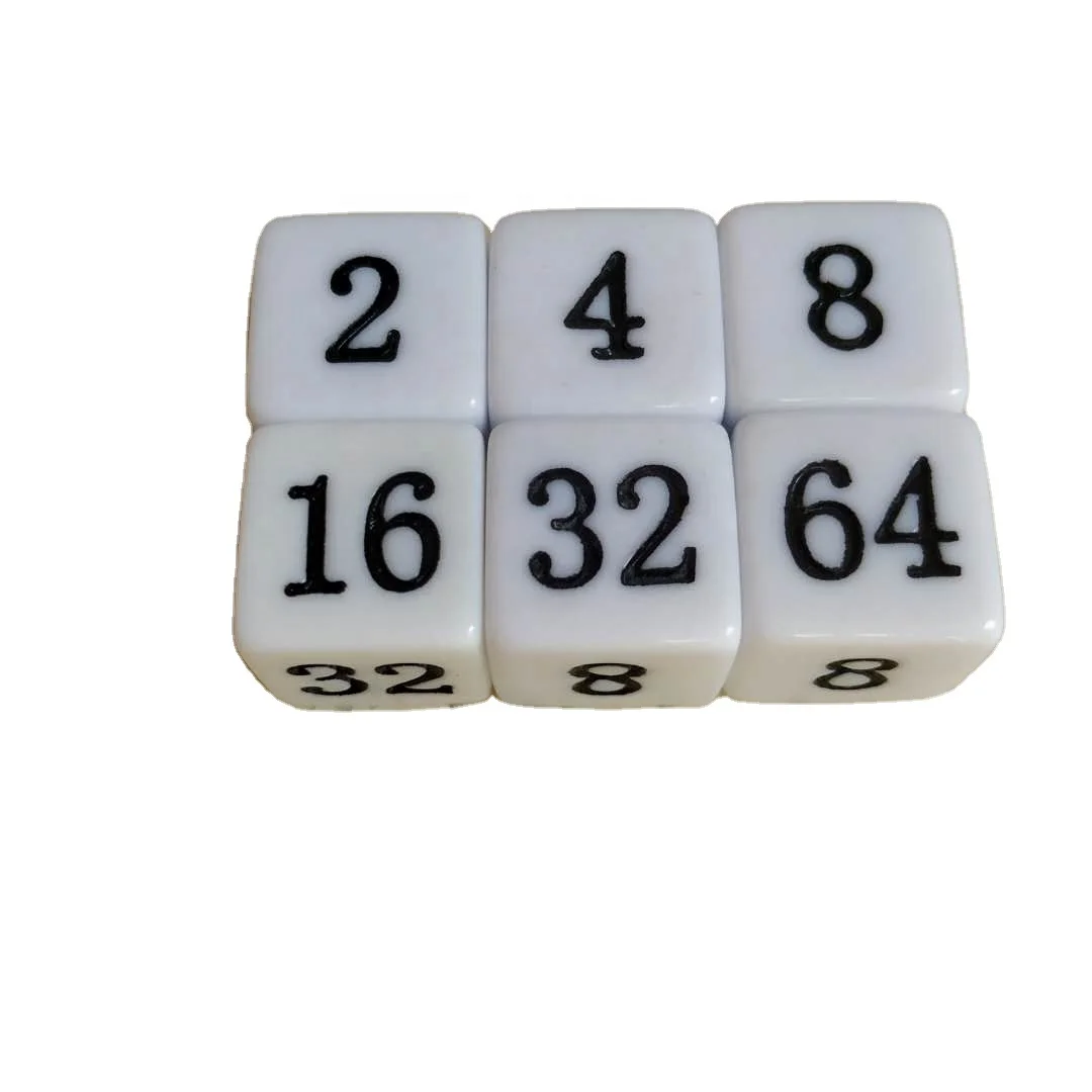 

16mm backgammon doubling dice with engraved numbers 2 4 8 16 32 64