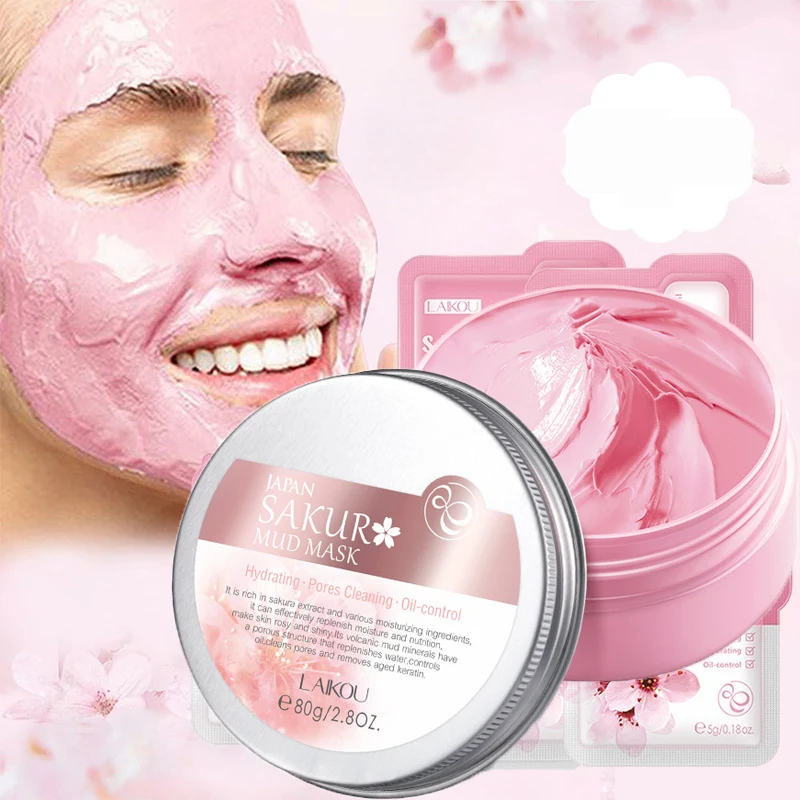 

Sakura mud mask cherry 80g cleansing mud mask to refine pores, White color