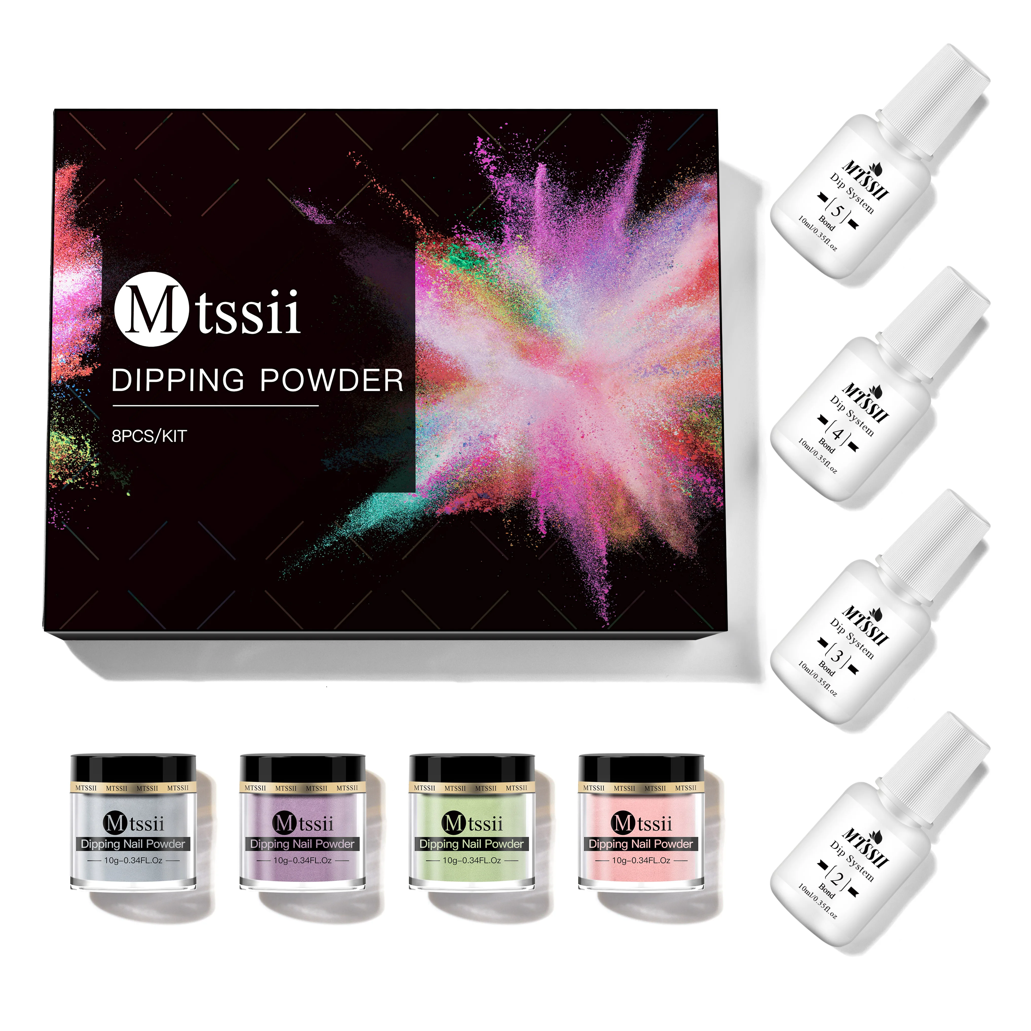 

Professional private label solid color acrylic dip powder and liquid set dipping powder nail starter kit, 4 colors, or custom color